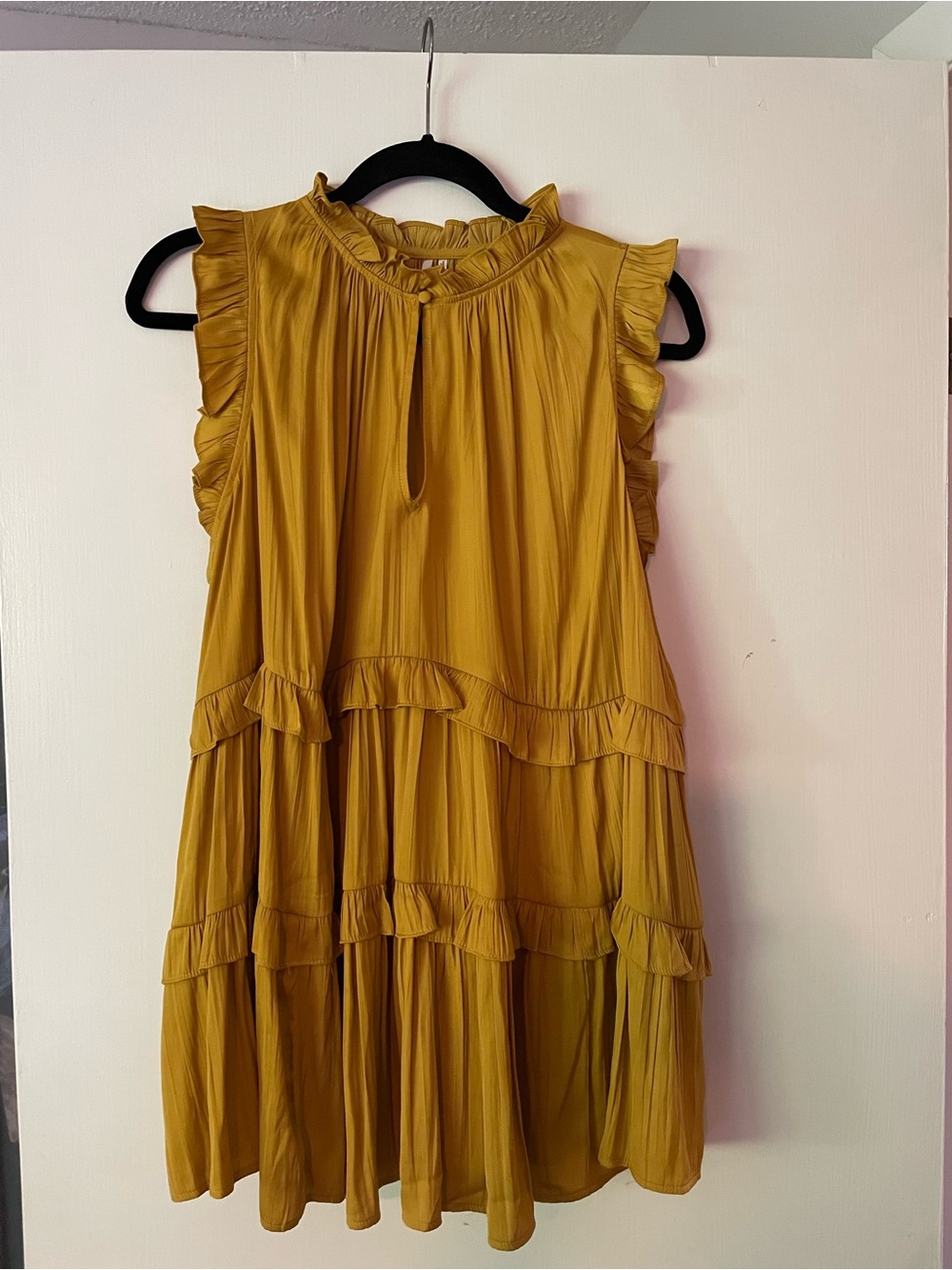 Anthropologie Sunflower Yellow Ruffle-Neck Tunic Tank Blouse